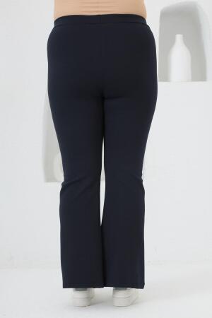 Paça Yırtmaç Detaylı Büyük Beden Tayt Lacivert - 3