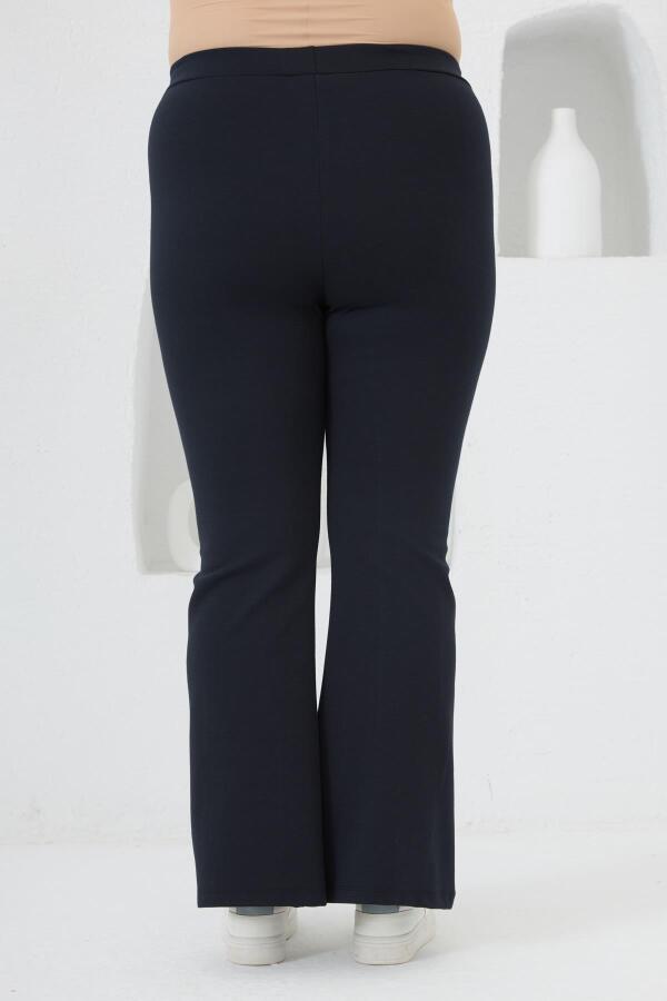 Paça Yırtmaç Detaylı Büyük Beden Tayt Lacivert - 3