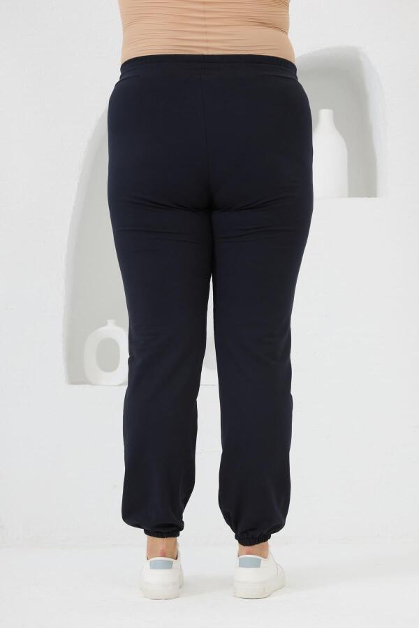 Paçası Lastikli Büyük Beden Lacivert Eşofman - 3