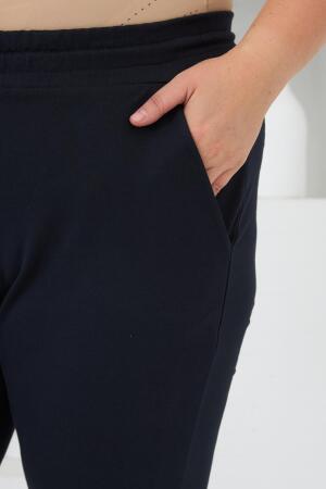 Paçası Lastikli Büyük Beden Lacivert Eşofman - 5