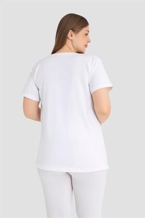 Pamuklu Kısa Kollu Hamile Tişört Beyaz 3'lü Paket – Yumuşak ve Rahat Hamile Giyim - 5