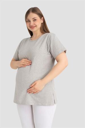 Pamuklu Kısa Kollu Hamile Tişört Gri 3'lü Paket – Yumuşak ve Rahat Hamile Giyim - Arma Yıldız (1)