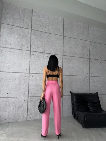 PANTOLON KAPALI CEP 3 DÜĞME DETAYLI - Pembe - 2