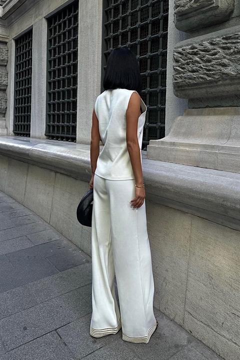 Paulo Gold Düğmeli Yelek Pantolon Takım 9976 - 4