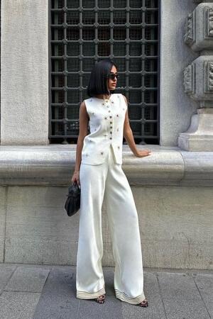 Paulo Gold Düğmeli Yelek Pantolon Takım 9976 - 5