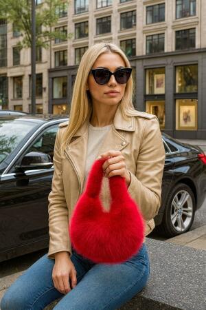 Peluş Trend Kürklü Çanta - 6