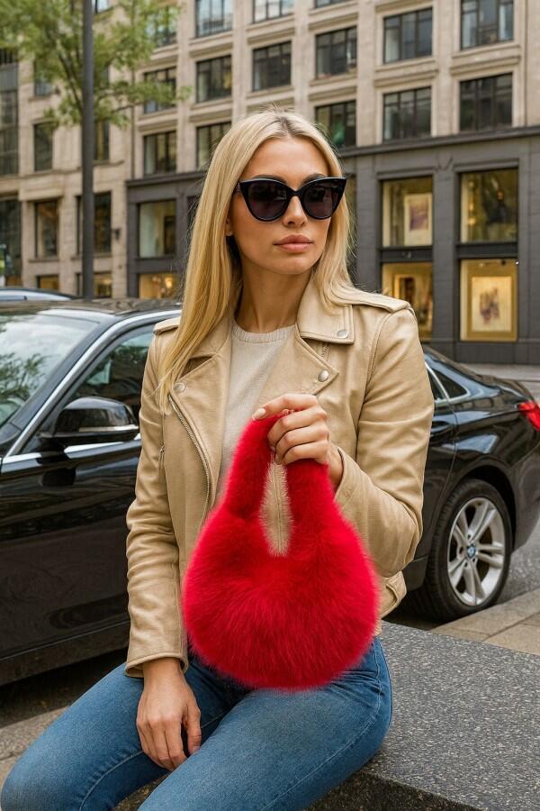 Peluş Trend Kürklü Çanta - 6