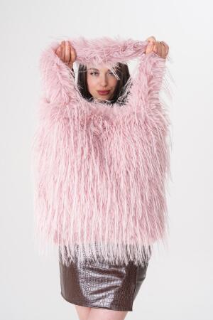 Pembe Peluş Kürklü Suni Çanta 03 - Angelino Butik (1)