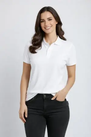 Pike Kumaş Düğmeli Yaka Regular Rahat Günlük Kısa Kol Tişört T-shirt - Beyaz - 1