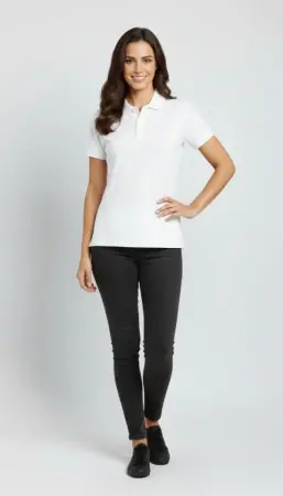 Pike Kumaş Düğmeli Yaka Regular Rahat Günlük Kısa Kol Tişört T-shirt - Beyaz - ANGELINO BuyukBedeniz (1)