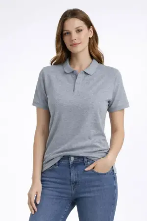 Pike Kumaş Düğmeli Yaka Regular Rahat Günlük Kısa Kol Tişört T-shirt - Gri - 4