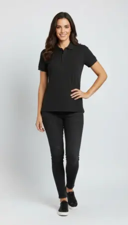 Pike Kumaş Düğmeli Yaka Regular Rahat Günlük Kısa Kol Tişört T-shirt - Siyah - 3