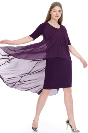Plus Size Chffon Midi Dress KL7052 purple - 1