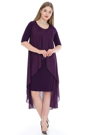 Plus Size Chffon Midi Dress KL7052 purple - 2