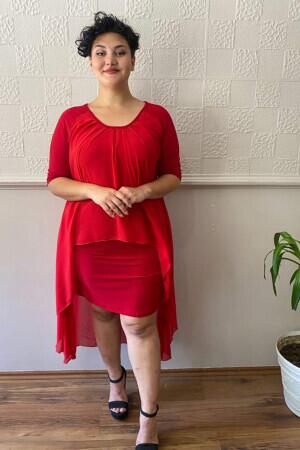 Plus Size Chffon Midi Dress KL7052 Red - 1