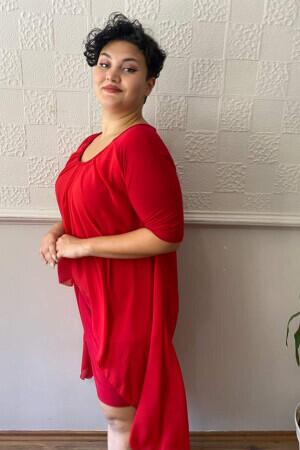 Plus Size Chffon Midi Dress KL7052 Red - 2