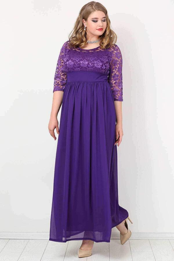 Plus Size Chiffon Lycra Long Evening Dress KL4009K - 1