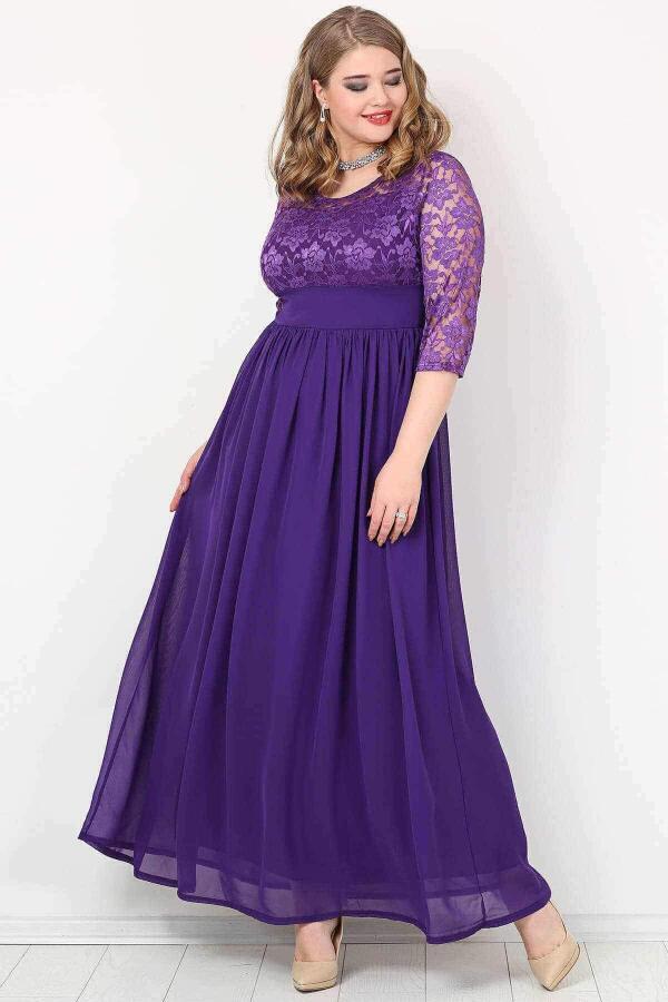 Plus Size Chiffon Lycra Long Evening Dress KL4009K - 2