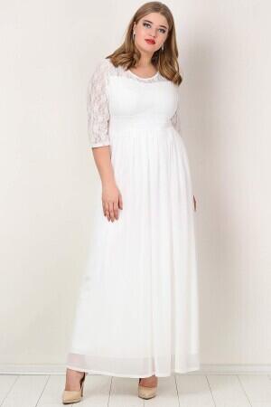 Plus Size Chiffon Lycra Long Evening Dress KL4009K - 5