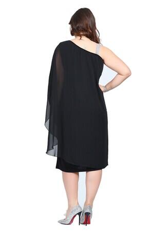 Plus Size Chiffon One Side Strappy Dress KL6060K - 4