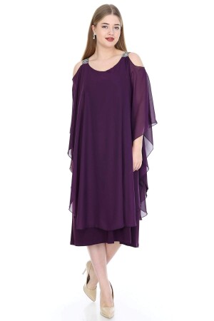 Plus Size Gemmiferous Chiffon Dress KL805 Purple - 4