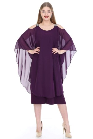 Plus Size Gemmiferous Chiffon Dress KL805 Purple - 1