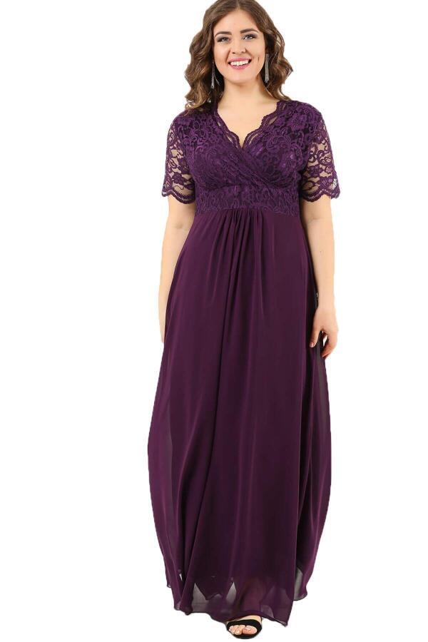 Guipure Chiffon Plus Size Evening Dress DD793 - 1