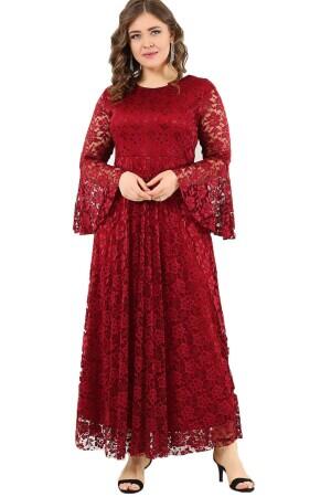 Large Size Sleeve Ruffle Lace Dress DD791 - 1