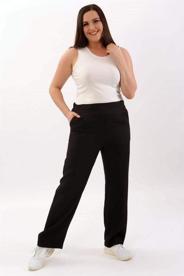 Plus Size Linen Black Trousers - 1