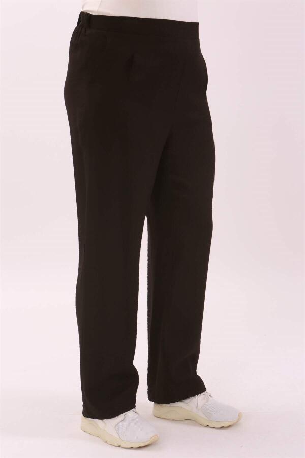 Plus Size Linen Black Trousers - 2
