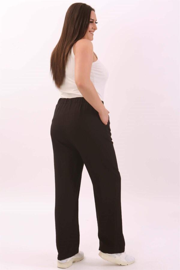 Plus Size Linen Black Trousers - 4