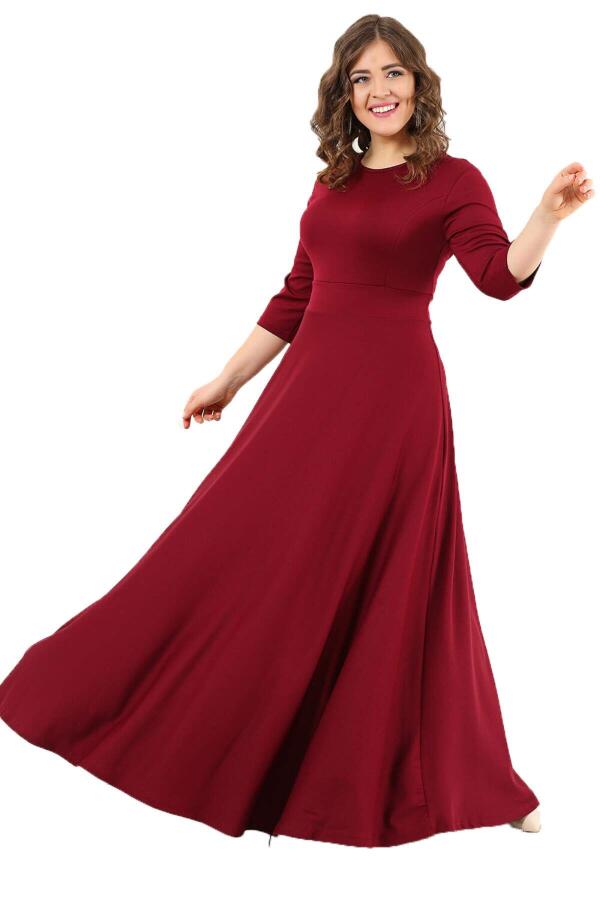 Plus Size Lycra Bodycon Dress DD795 claret red - 1