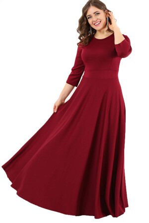 Plus Size Lycra Bodycon Dress DD795 claret red - 2