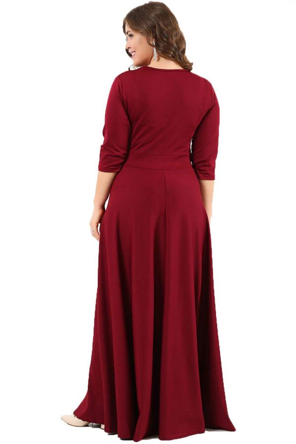 Plus Size Lycra Bodycon Dress DD795 claret red - 4