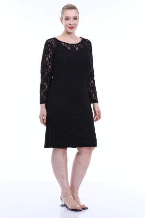 Large Size Lycra Lace Evening Dress KL15154 Black - 4