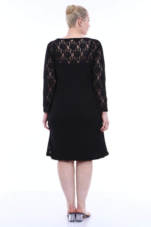 Large Size Lycra Lace Evening Dress KL15154 Black - 5
