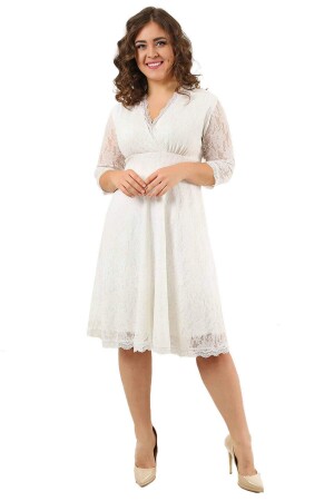 Large Size Lycra Lacy Short Dress KL70088 - 5