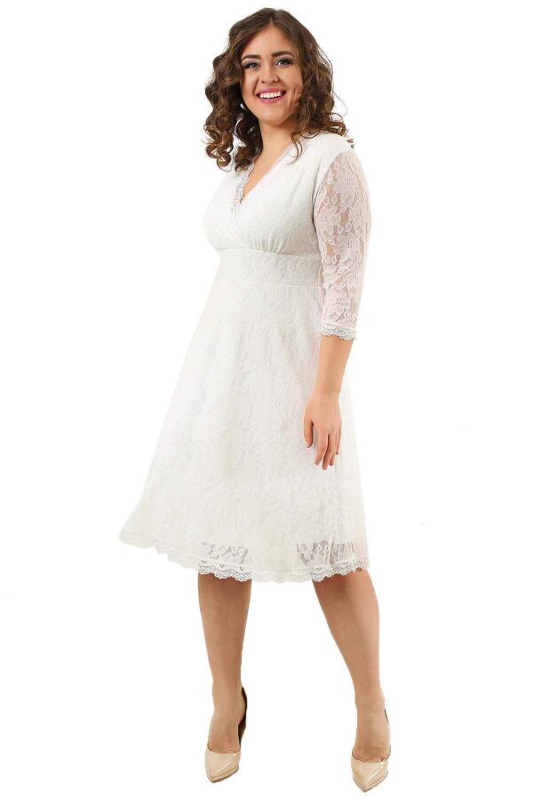 Large Size Lycra Lacy Short Dress KL70088 - 6