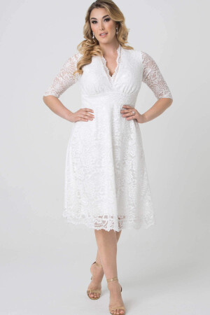 Large Size Lycra Lacy Short Dress KL70088 - 8