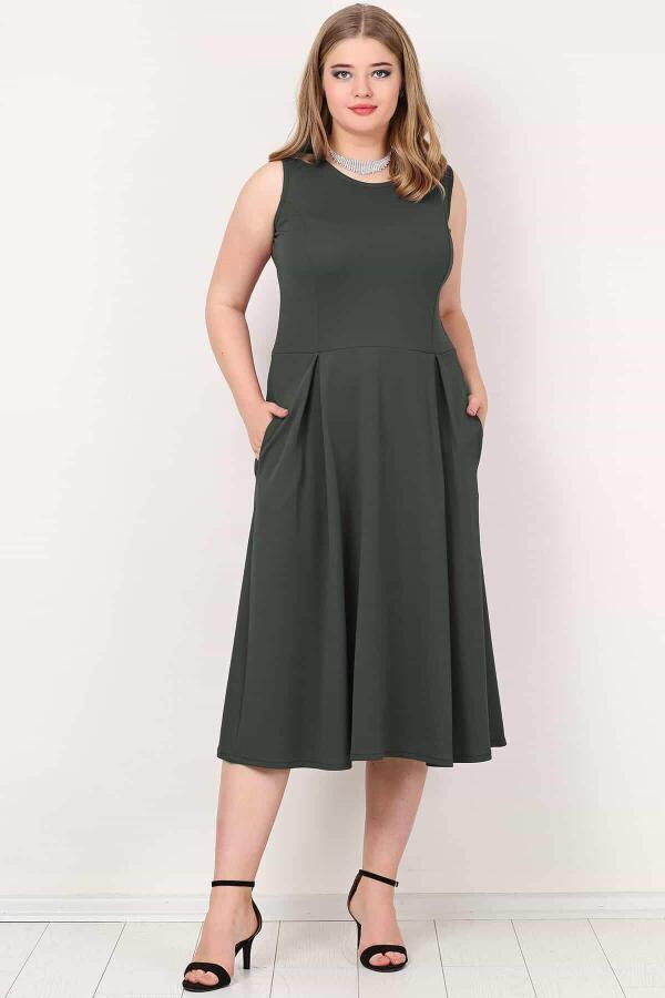 Plus Size Pockets Dress KL777 Khaki - 2