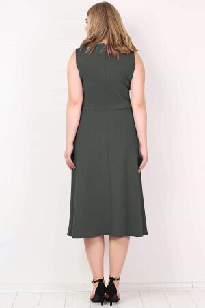 Plus Size Pockets Dress KL777 Khaki - 4