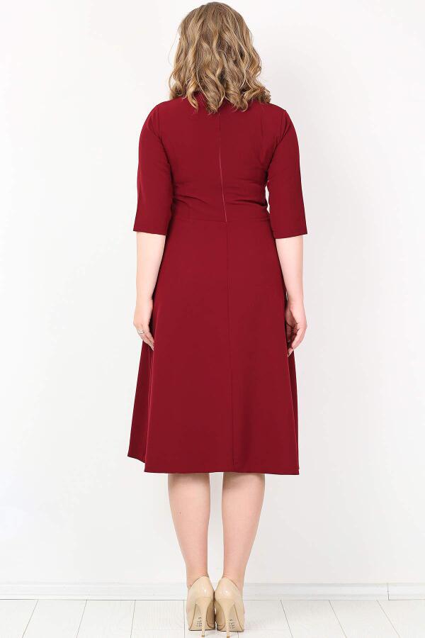 Plus Size Pockets Dress KL778 Burgundy - 5