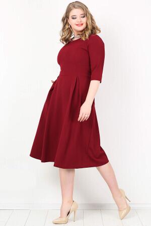 Plus Size Pockets Dress KL778 Burgundy - 2