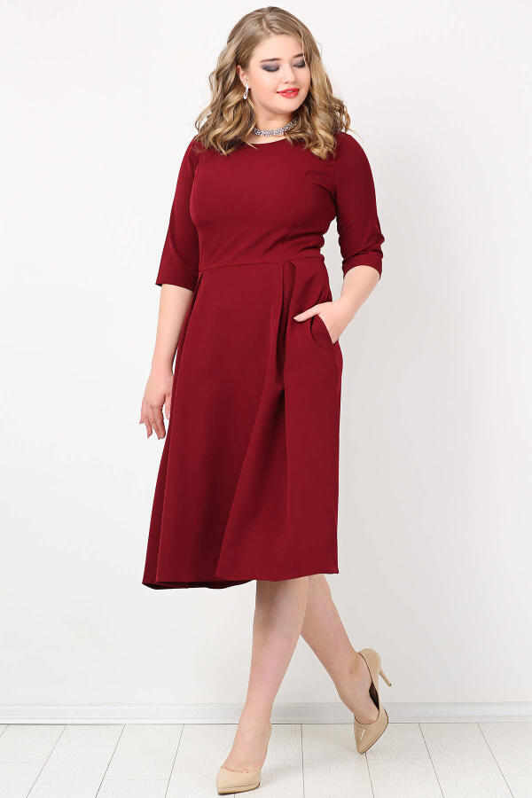 Plus Size Pockets Dress KL778 Burgundy - 4