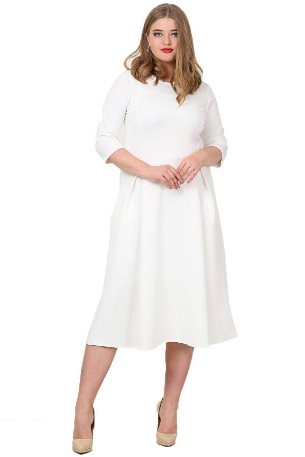Large Size Pocket Dress White KL778 - 1