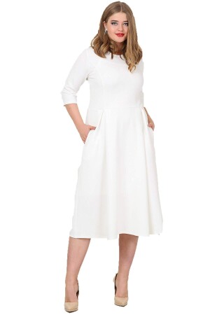 Large Size Pocket Dress White KL778 - 2
