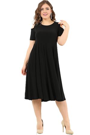 Plus Size Shoulder Ripped Lycra Mini Sanded Dress DD3800 Black - 4