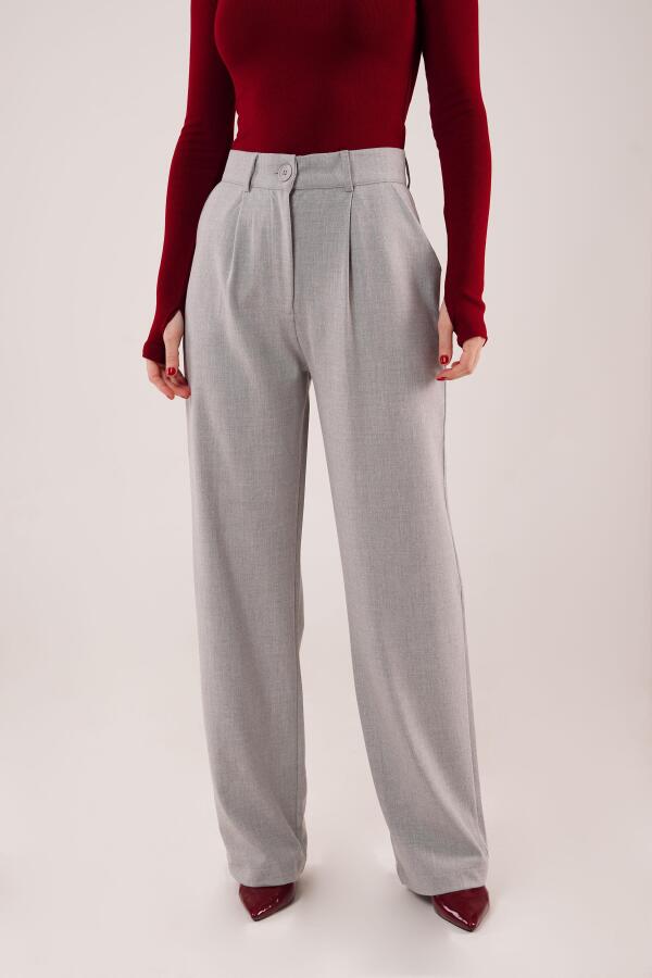 Premium Model Oturtmalı Gri Pantolon - 2