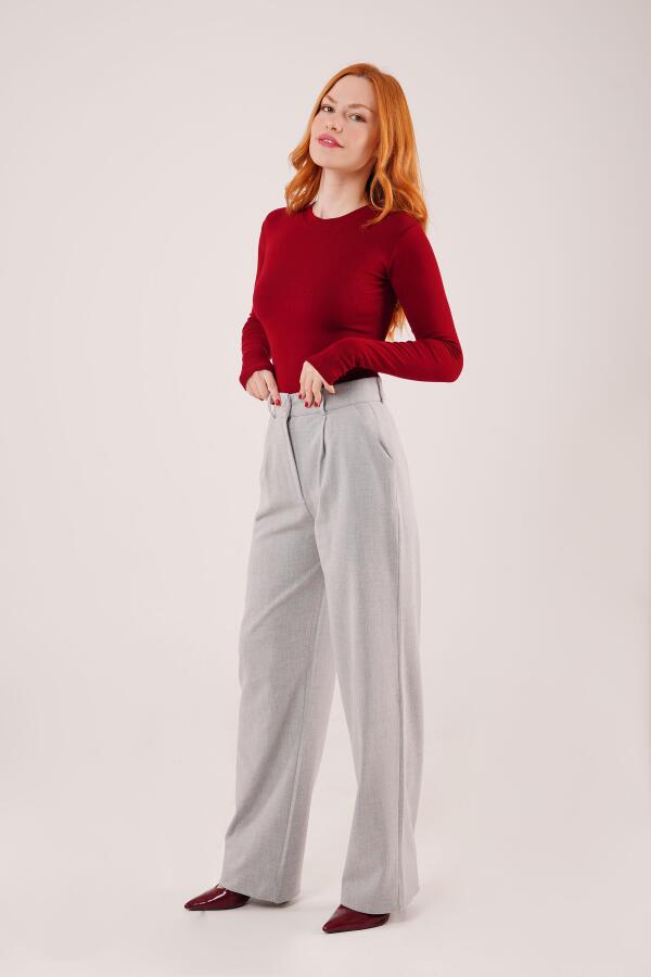 Premium Model Oturtmalı Gri Pantolon - 4