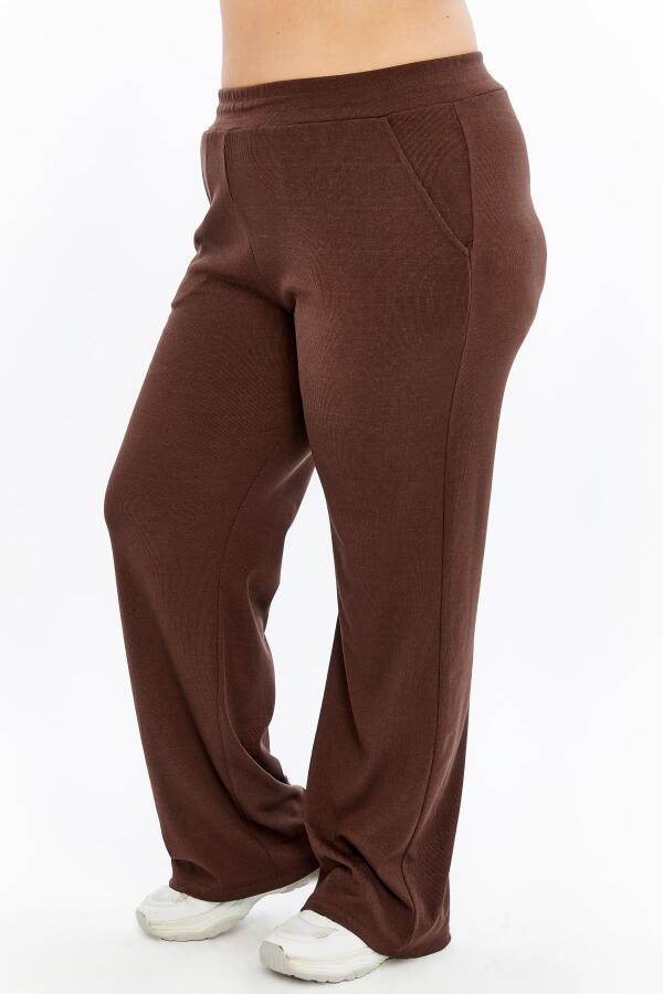 Rahat Kesim Büyük Beden Basic Pantolon Kahve - 4